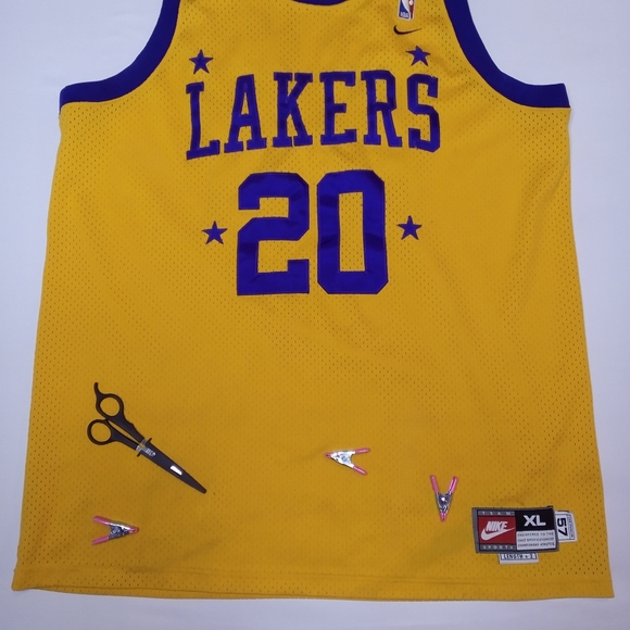 MEN'S VTG NIKE REWIND GARY PAYTON #20 L.A. LAKERS JERSEY 57 GOLD XL +2 READ - Picture 4 of 7